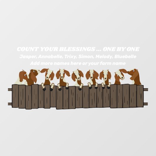 Autocollant Pour Fenêtre Comptez vos bénédictions Chèvre rustique clôture (Feuille)