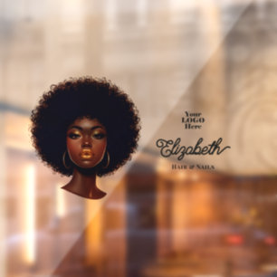 Autocollant Pour Fenêtre Conception Afro Gras pour Salon de Coiffure Afro-A