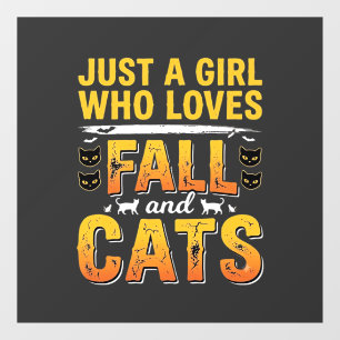 Autocollant Pour Fenêtre Conception de chats d'automne Halloween fille_1