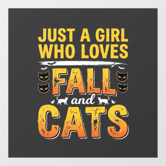 Autocollant Pour Fenêtre Conception de chats d'automne Halloween fille_1