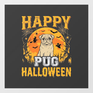 Autocollant Pour Fenêtre Conception de chien effrayant Halloween Pug heureu