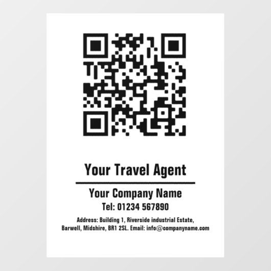 Autocollant Pour Fenêtre Conception de code QR de l'agent de voyage (Feuille)