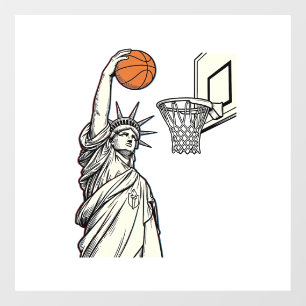 Autocollant Pour Fenêtre Conception de gravure vintage de dunk de basketbal