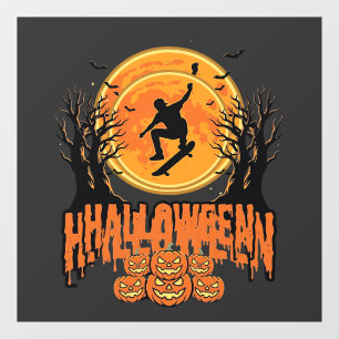 Autocollant Pour Fenêtre Conception de Lune de Skateboard d'Halloween Hallo