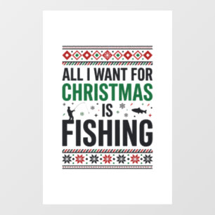 Autocollant Pour Fenêtre Conception de pull moche de pêche à Noël