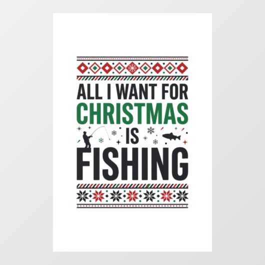 Autocollant Pour Fenêtre Conception de pull moche de pêche à Noël (Feuille)