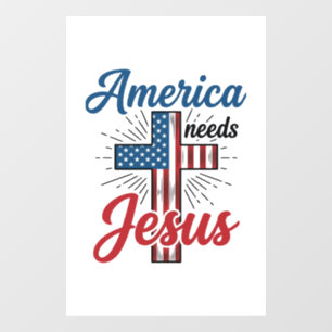 Autocollant Pour Fenêtre Conception de t-shirt croix patriotique L'Amérique