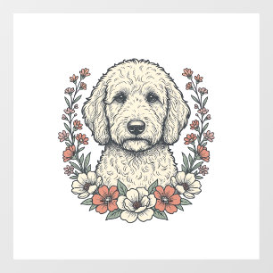 Autocollant Pour Fenêtre Conception de T-Shirt de Portrait de Chien Bouclé