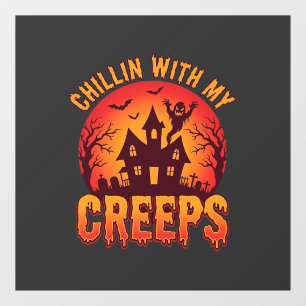 Autocollant Pour Fenêtre Conception de T-Shirt Halloween Chillin With My Cr