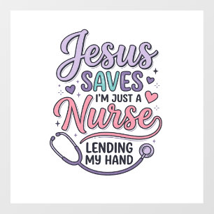 Autocollant Pour Fenêtre Conception de t-shirt Jésus Sauve l'infirmière Foi
