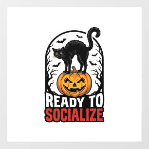 Autocollant Pour Fenêtre Conception d'humour de fête de chat Halloween soci