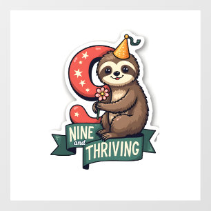 Autocollant Pour Fenêtre Conception vectorielle de fête de fille de sloth d