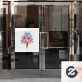 Autocollant Pour Fenêtre Cône rose Sakura crème glacée gaufre (Porte de bureau)