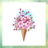 Autocollant Pour Fenêtre Cône rose Sakura crème glacée gaufre (Feuille 3)