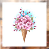 Autocollant Pour Fenêtre Cône rose Sakura crème glacée gaufre (Feuille 2)