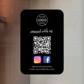 Autocollant Pour Fenêtre Connect with | Média social QR Code noir