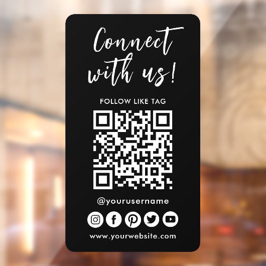 Autocollant Pour Fenêtre Connectez-vous aux médias sociaux américains Code  (Feuille 2)