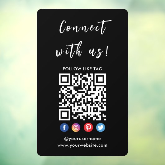 Autocollant Pour Fenêtre Connectez-Vous Aux Médias Sociaux Américains Code (Feuille 3)
