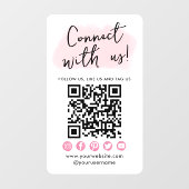 Autocollant Pour Fenêtre Connectez-vous aux médias sociaux rose QR Code mod (Feuille)