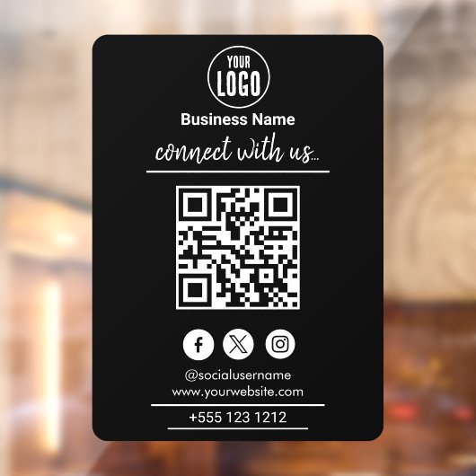 Autocollant Pour Fenêtre Connectez-vous avec nous | Code QR de médias socia (Feuille 2)