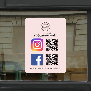 Autocollant Pour Fenêtre Connectez-vous avec nous Instagram Facebook Code Q