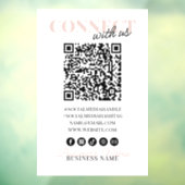 Autocollant Pour Fenêtre Connectez-vous avec nous QR Code Modern Pink Scrip (Feuille 3)