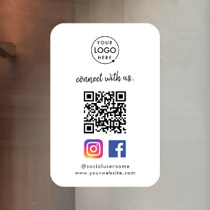 Autocollant Pour Fenêtre Connectez-vous avec nous Social Media QR Code Bl