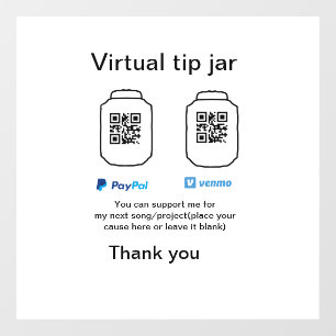 Autocollant Pour Fenêtre Conseil virtuel jar q r code argent don PayPal ven