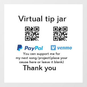 Autocollant Pour Fenêtre Conseil virtuel jar q r code argent don PayPal ven