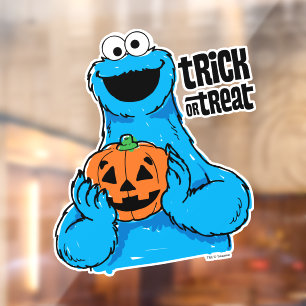 Autocollant Pour Fenêtre Cookie Monster - Tricoter Ou Traiter