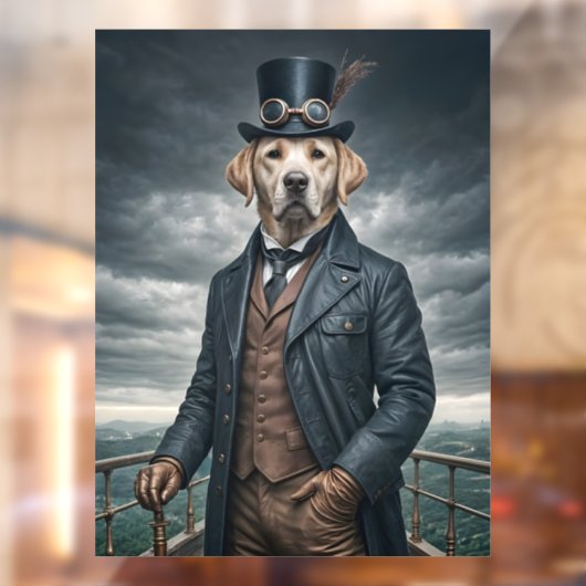 Autocollant Pour Fenêtre Cool Elégant Victorian Steampunk Labrador Chien Ar (Feuille 2)