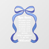 Autocollant Pour Fenêtre Coquette Blue Bow Small Business Open Hours (Feuille)