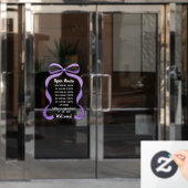 Autocollant Pour Fenêtre Coquette Purple Bow Small Business Open Hours (Porte de bureau)