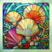 Autocollant Pour Fenêtre Coquillages sous-marins et coraux vitraux (Feuille 3)