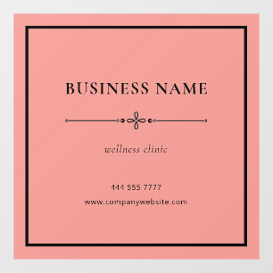 Autocollant Pour Fenêtre Coral Pink Nom d'entreprise simple Cadre Noir