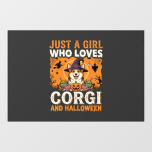 Autocollant Pour Fenêtre Corgi Halloween Sorcière Fille Horreur Vintage