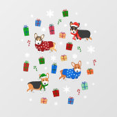 Autocollant Pour Fenêtre Corgis de Noël mignons en Casquette et pulls (Feuille)