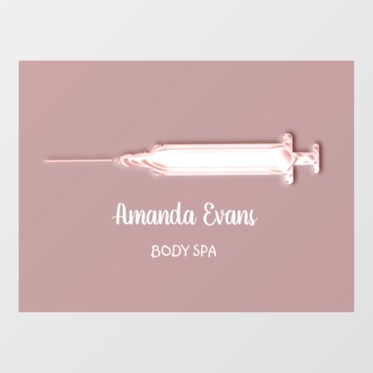 Autocollant Pour Fenêtre Cosmetologiste Syringe Botox Injections SPA Rose (Feuille)