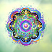 Autocollant Pour Fenêtre Couleurs psychédéliques Universe Mandala (Feuille 3)