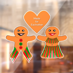 Autocollant Pour Fenêtre Couple de pain d'épices de Noël
