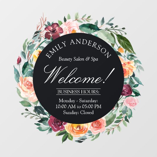 Autocollant Pour Fenêtre Couronne de fleurs de rose d'automne d'affaires (Feuille)