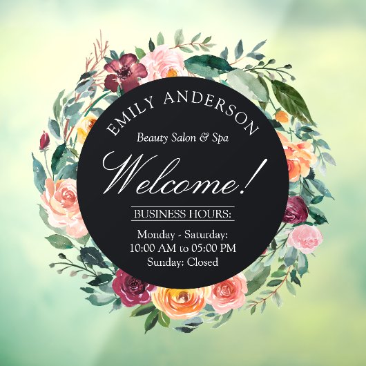 Autocollant Pour Fenêtre Couronne de fleurs de rose d'automne d'affaires (Feuille 3)