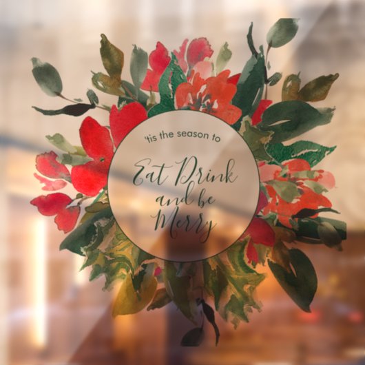 Autocollant Pour Fenêtre Couronne de Noël Floral Vert (Feuille 2)