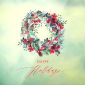 Autocollant Pour Fenêtre Couronne de Noël rouge florale rustique joyeuses F (Feuille 3)