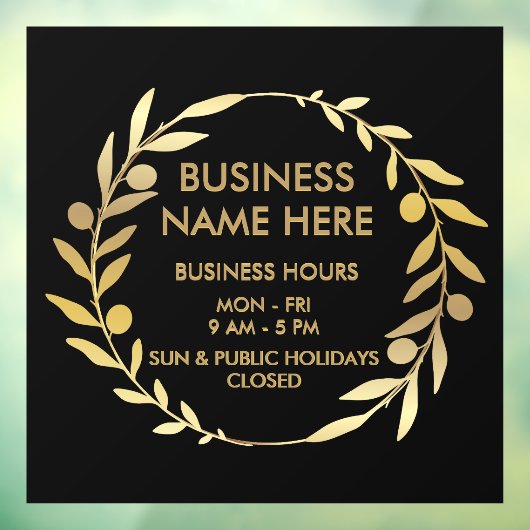 Autocollant Pour Fenêtre Couronne d'or noir Heures d'ouverture de la boutiq (Feuille 3)