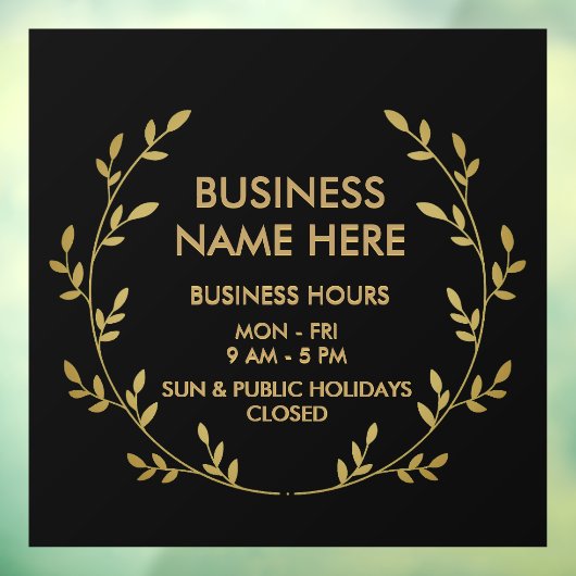 Autocollant Pour Fenêtre Couronne d'or noir Heures d'ouverture du magasin (Feuille 3)