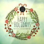 Autocollant Pour Fenêtre Couronne Joyeuses Fêtes Logo Entreprise Autocollan (Feuille 3)