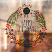 Autocollant Pour Fenêtre Couronne Joyeuses Fêtes Logo Entreprise Autocollan (Feuille 2)