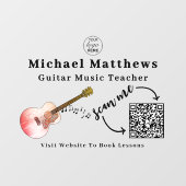 Autocollant Pour Fenêtre Cours d'enseignant de guitare Publicité Code QR (Feuille)