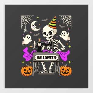 Autocollant Pour Fenêtre Couture de squelette d'Halloween Fantôme Citrouill